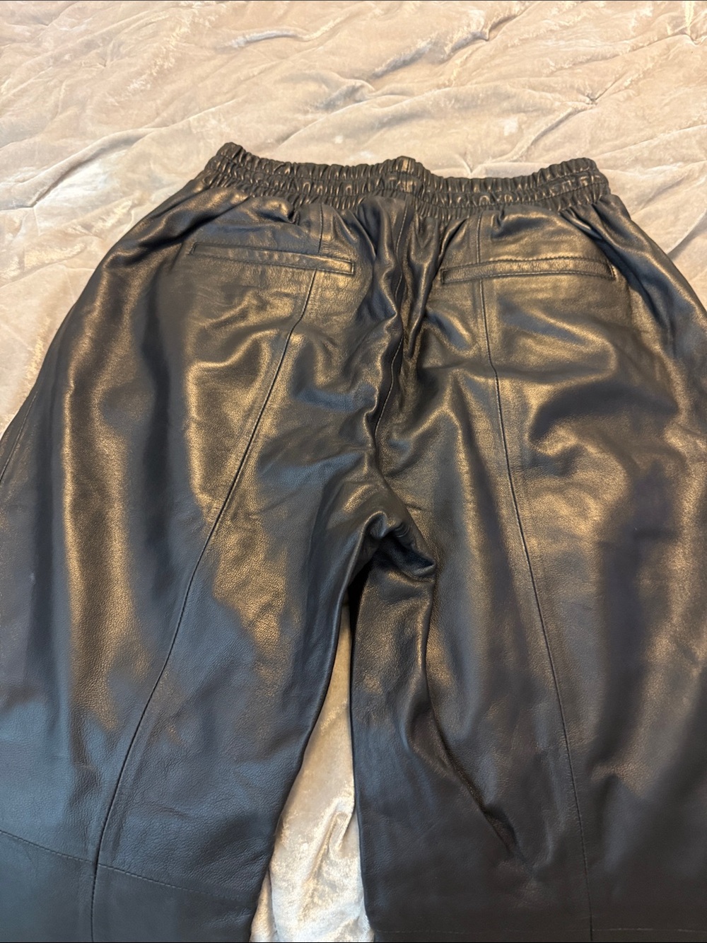 Antonio Melani Luxury Black 100% Leather Jogger Pants for Women - Picture 15 of 16